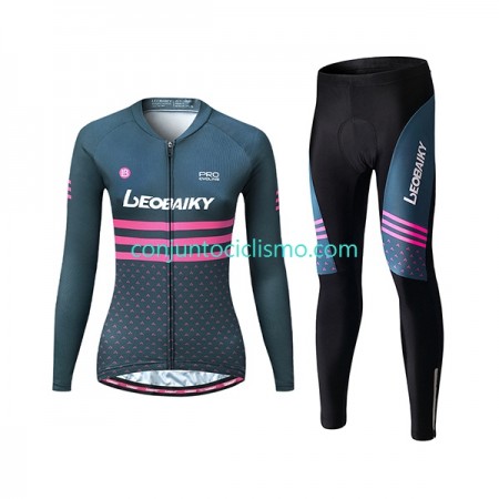 Conjunto Maillot + culotte largo ciclismo Leobaiky N004 Mujer